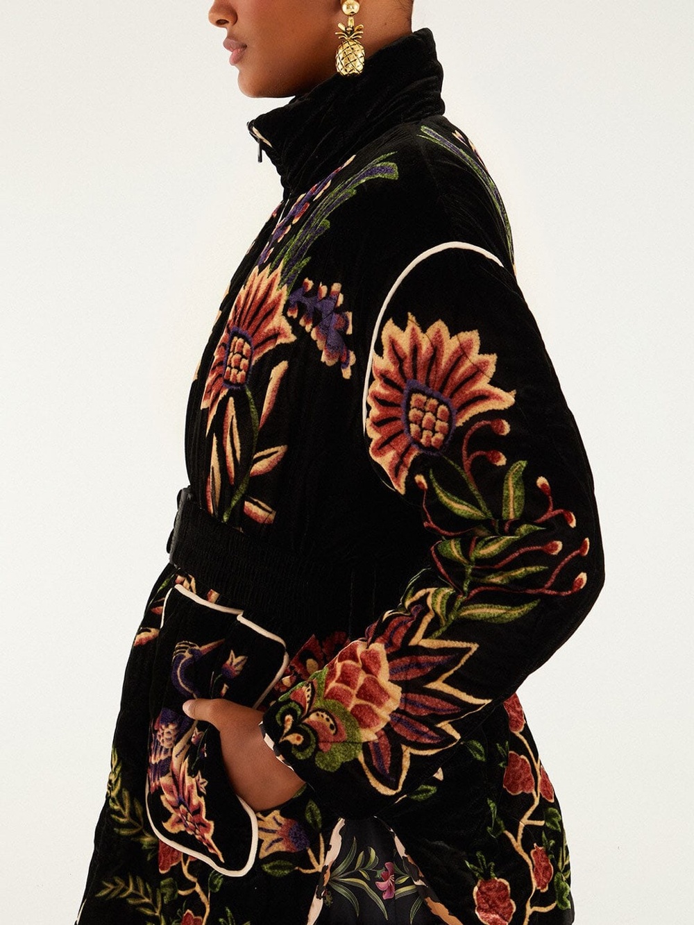 Farm Rio Black Marvelous Garden Puffer Jacket - Picture 3 of 8